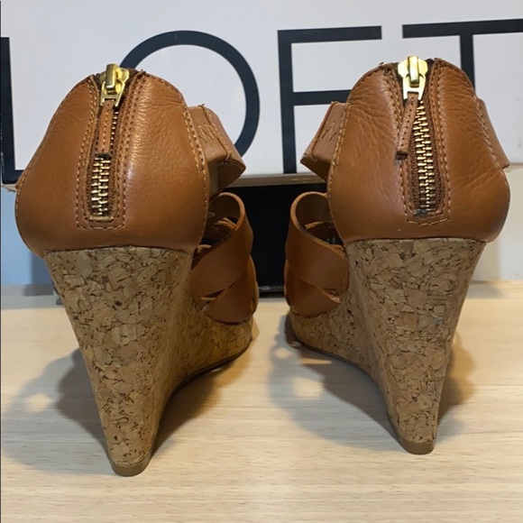 Ann Taylor Loft Studded Leather Wedge Sandals - Picture 5 of 12